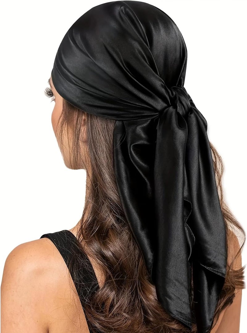 vimate 35" Square Silk Like Head Scarf - Women's Fashion Silk Feeling Scarf for Hair Wrapping and Sleeping at Night. - Image 4